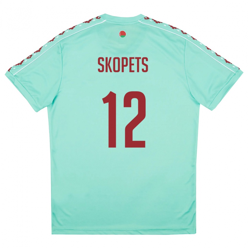 נשים בלארוס Arseniy Skopets #12 ירוק בהיר בורדו הרחק ג'רזי 26-28 חולצה קצרה