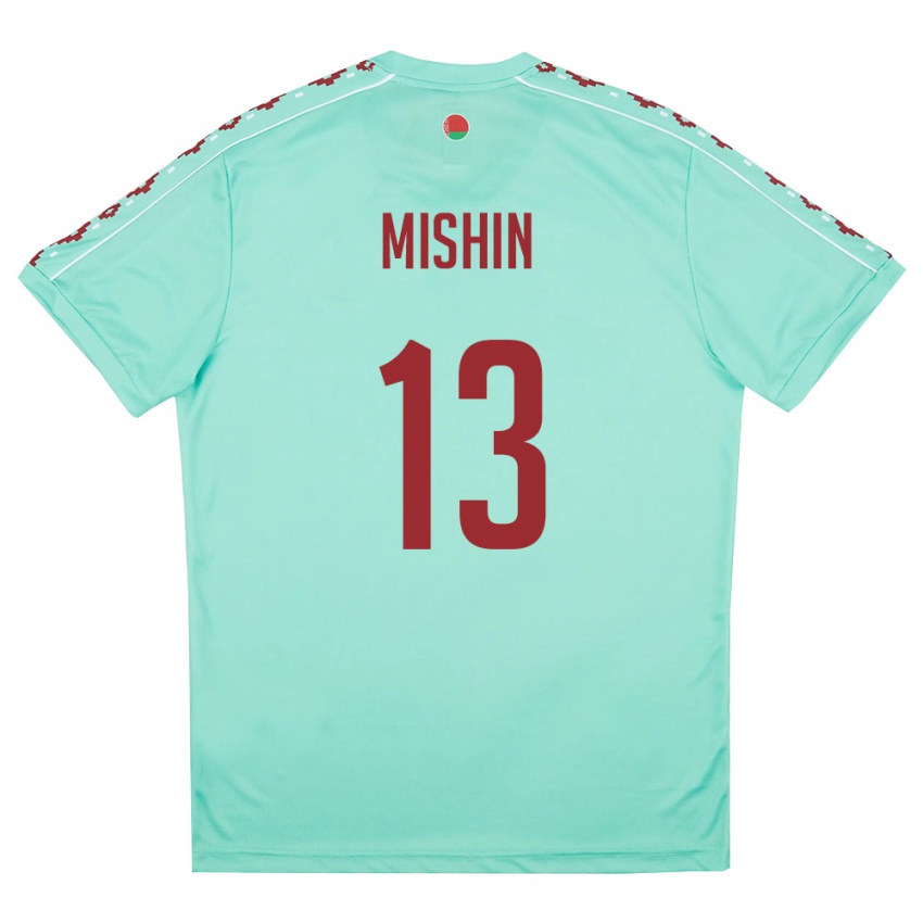 נשים בלארוס Gleb Mishin #13 ירוק בהיר בורדו הרחק ג'רזי 26-28 חולצה קצרה