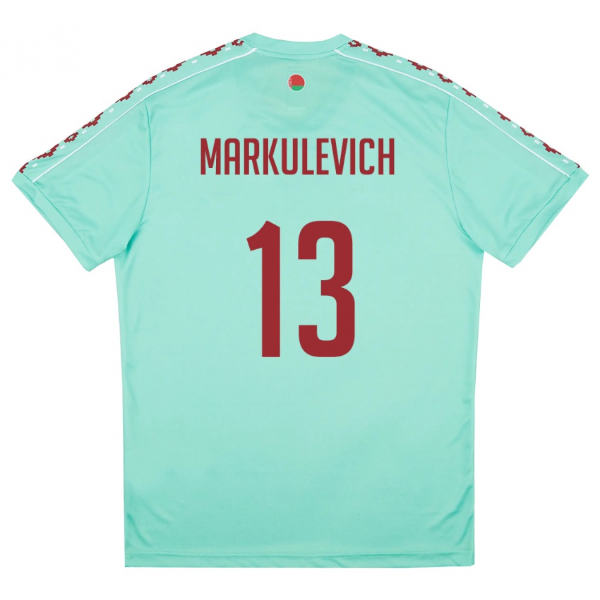 נשים בלארוס Ilya Markulevich #13 ירוק בהיר בורדו הרחק ג'רזי 26-28 חולצה קצרה