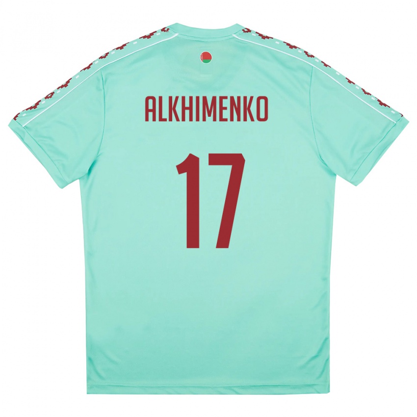 נשים בלארוס Nikolay Alkhimenko #17 ירוק בהיר בורדו הרחק ג'רזי 26-28 חולצה קצרה