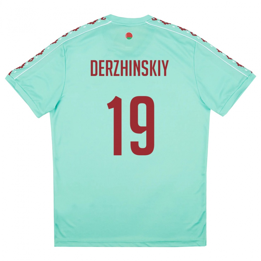 נשים בלארוס Aleksandr Derzhinskiy #19 ירוק בהיר בורדו הרחק ג'רזי 26-28 חולצה קצרה