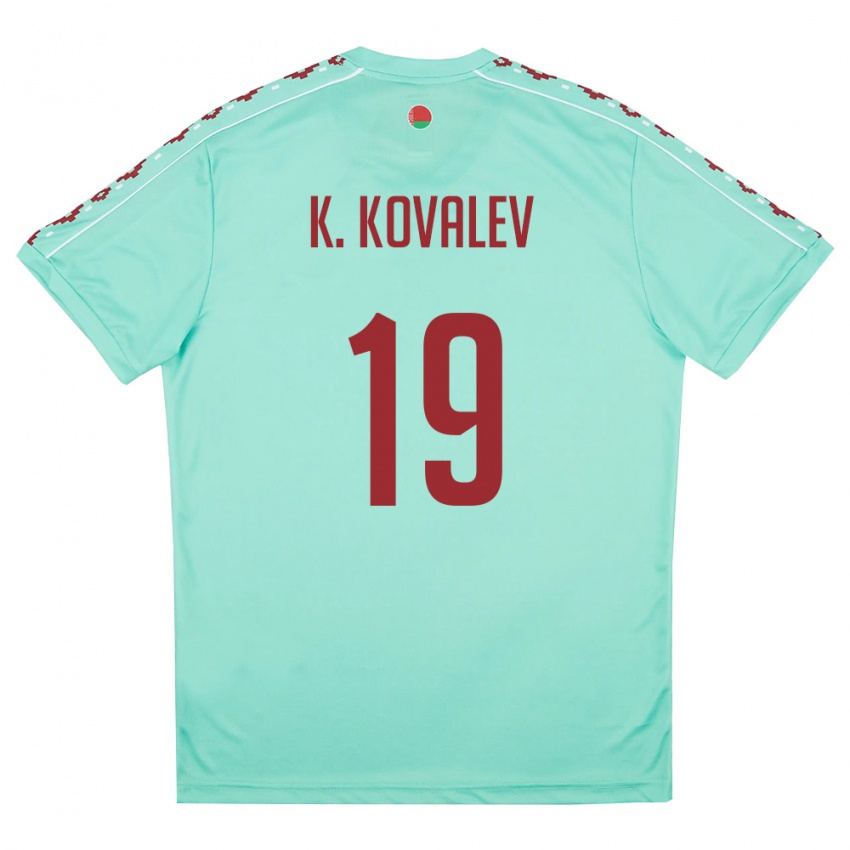 נשים בלארוס Kirill Kovalev #19 ירוק בהיר בורדו הרחק ג'רזי 26-28 חולצה קצרה