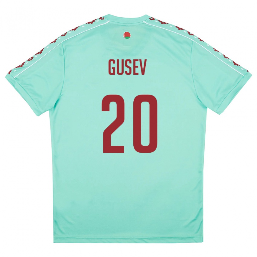 נשים בלארוס Bogdan Gusev #20 ירוק בהיר בורדו הרחק ג'רזי 26-28 חולצה קצרה