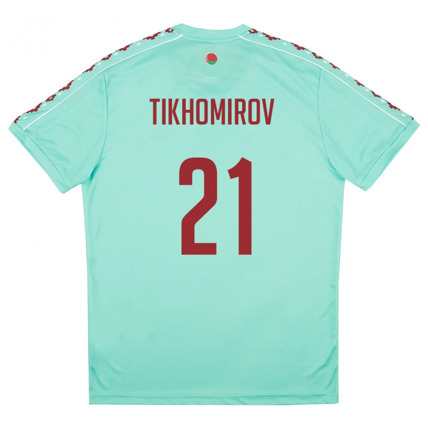 נשים בלארוס Ivan Tikhomirov #21 ירוק בהיר בורדו הרחק ג'רזי 26-28 חולצה קצרה