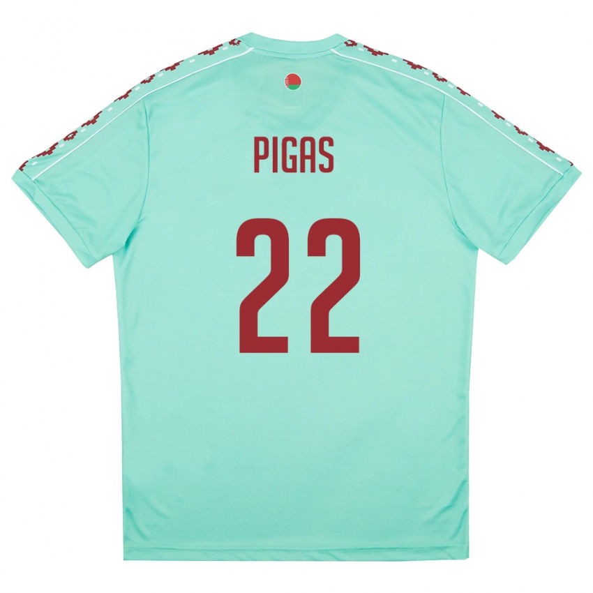 נשים בלארוס Vadim Pigas #22 ירוק בהיר בורדו הרחק ג'רזי 26-28 חולצה קצרה