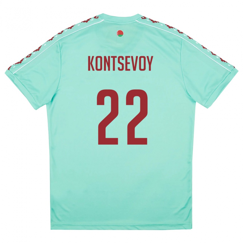 נשים בלארוס ארטיום קונצבוי #22 ירוק בהיר בורדו הרחק ג'רזי 26-28 חולצה קצרה