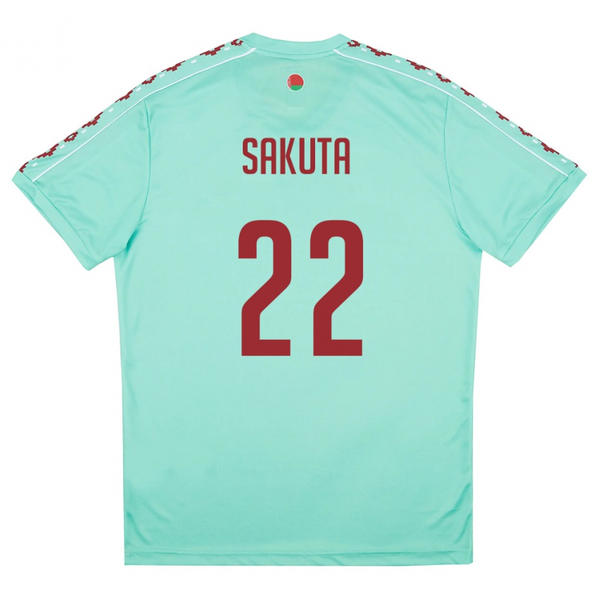 נשים בלארוס Maksim Sakuta #22 ירוק בהיר בורדו הרחק ג'רזי 26-28 חולצה קצרה