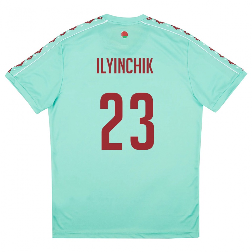 נשים בלארוס Daniil Ilyinchik #23 ירוק בהיר בורדו הרחק ג'רזי 26-28 חולצה קצרה