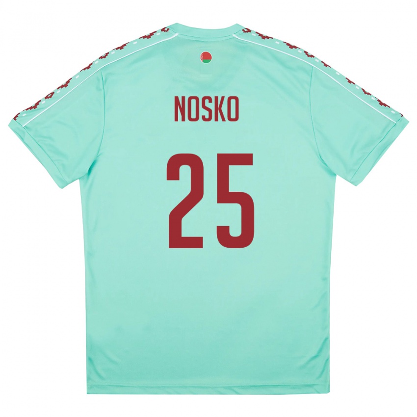 נשים בלארוס Daniil Nosko #25 ירוק בהיר בורדו הרחק ג'רזי 26-28 חולצה קצרה