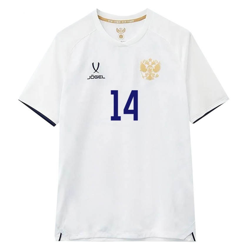 נשים רוסיה Denis Romashov #14 לבן חום שחור הרחק ג'רזי 26-28 חולצה קצרה