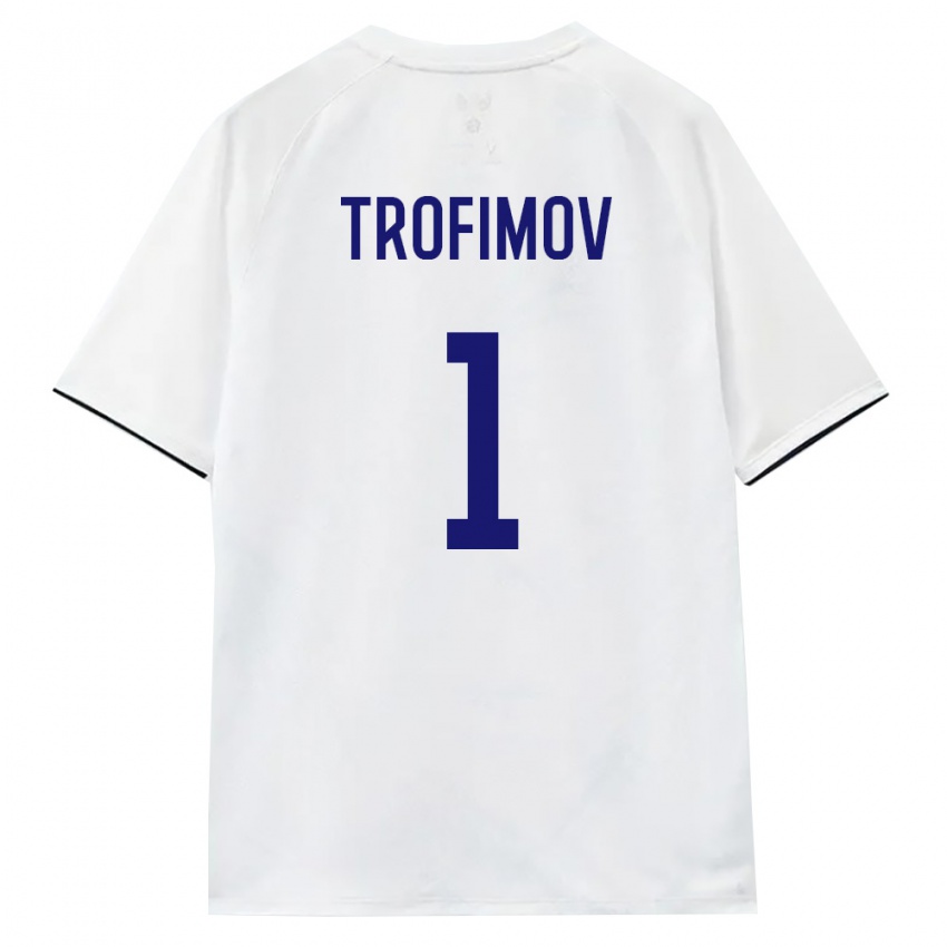 נשים רוסיה Kirill Trofimov #1 לבן חום שחור הרחק ג'רזי 26-28 חולצה קצרה