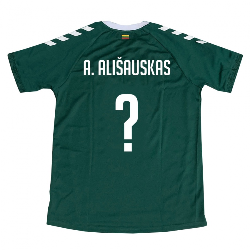 נשים ליטא Arminas Ališauskas #0 ירוק כהה לבן הרחק ג'רזי 26-28 חולצה קצרה