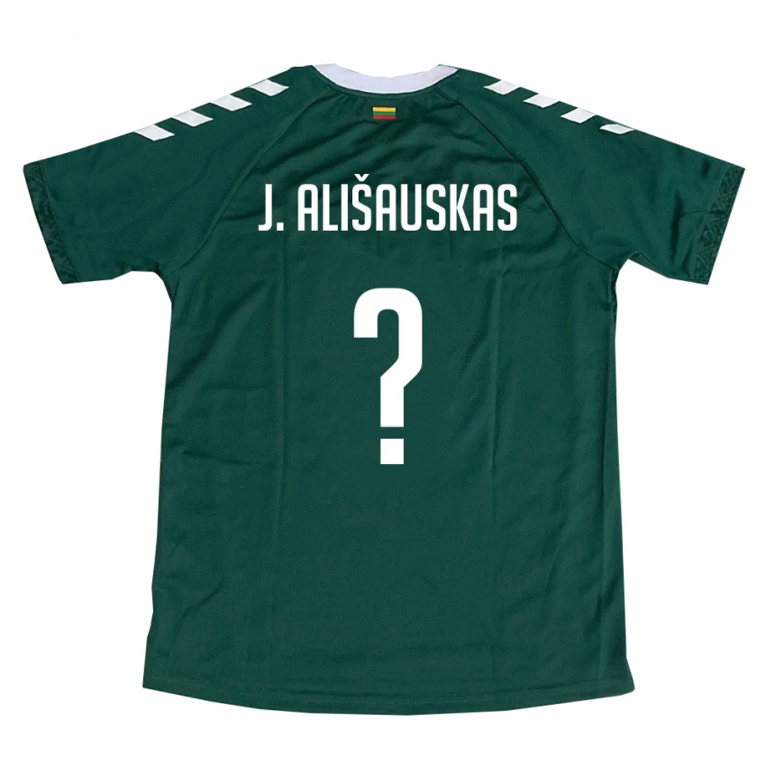 נשים ליטא Jordanas Ališauskas #0 ירוק כהה לבן הרחק ג'רזי 26-28 חולצה קצרה
