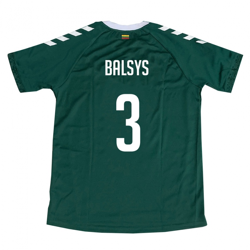 נשים ליטא Dovydas Balsys #3 ירוק כהה לבן הרחק ג'רזי 26-28 חולצה קצרה