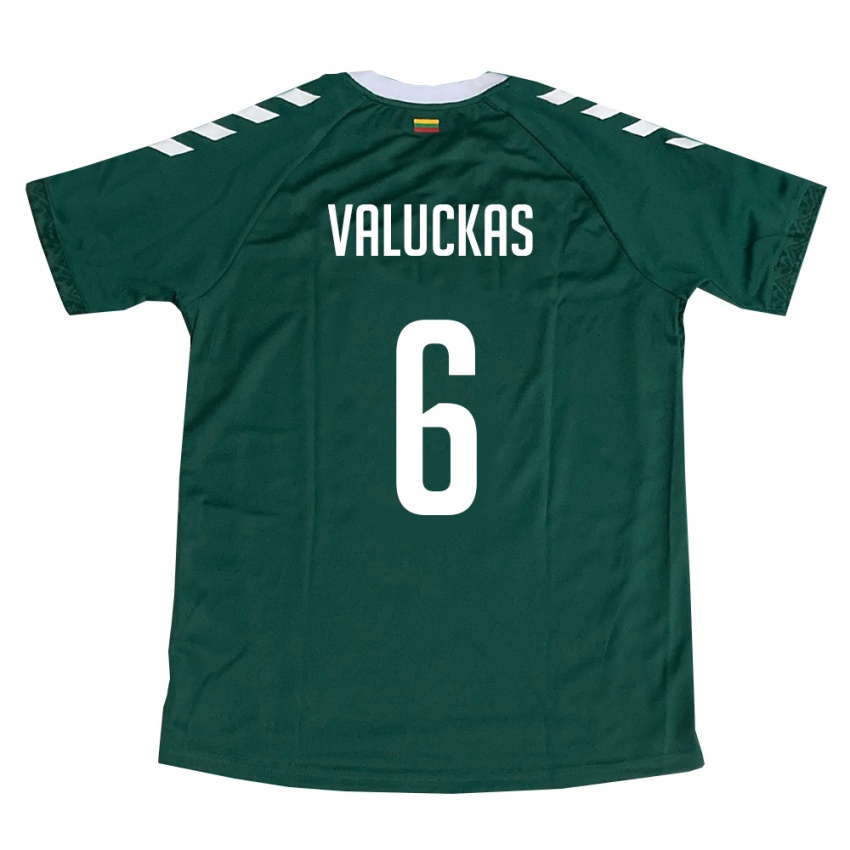 נשים ליטא Augustas Valuckas #6 ירוק כהה לבן הרחק ג'רזי 26-28 חולצה קצרה