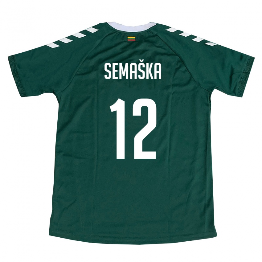 נשים ליטא Ugnius Semaška #12 ירוק כהה לבן הרחק ג'רזי 26-28 חולצה קצרה