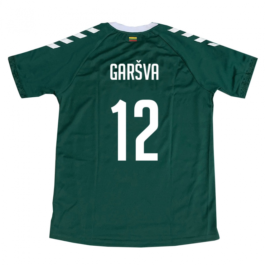 נשים ליטא Rapolas Garšva #12 ירוק כהה לבן הרחק ג'רזי 26-28 חולצה קצרה