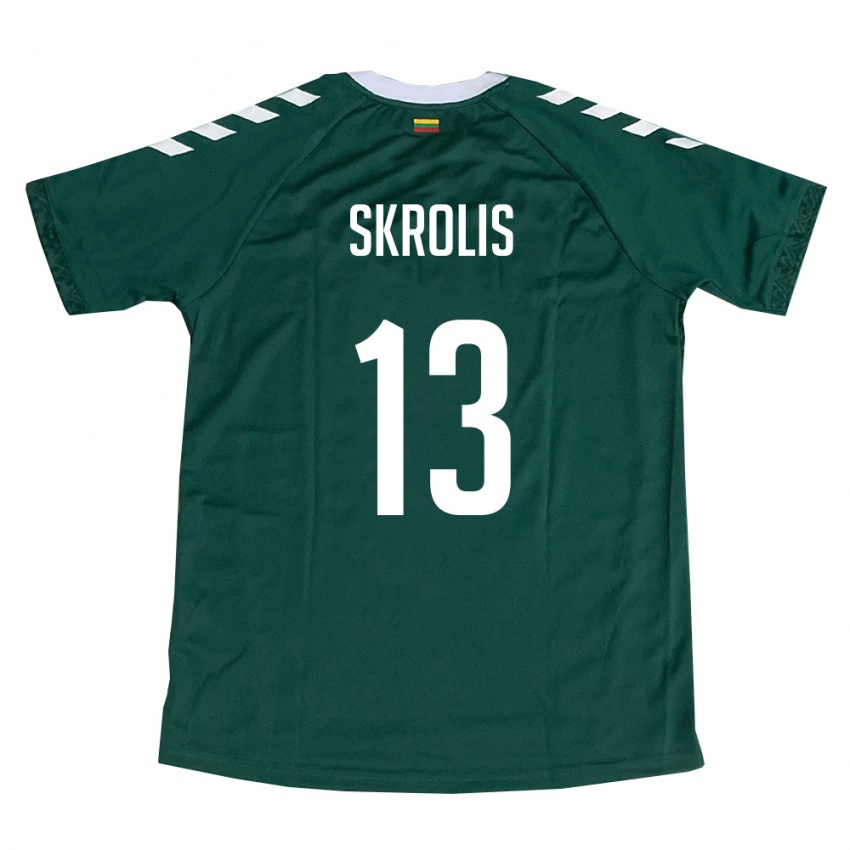 נשים ליטא Viljamas Skrolis #13 ירוק כהה לבן הרחק ג'רזי 26-28 חולצה קצרה