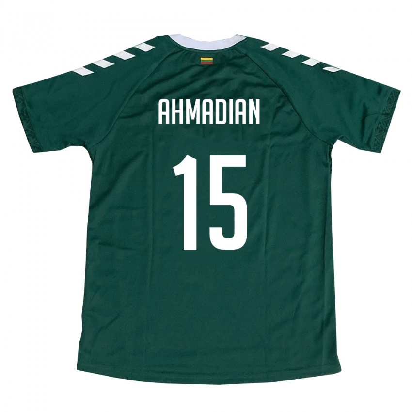 נשים ליטא Arijus Ahmadian #15 ירוק כהה לבן הרחק ג'רזי 26-28 חולצה קצרה