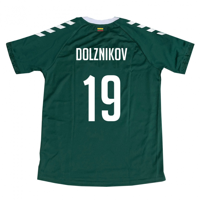 נשים ליטא Artūr Dolžnikov #19 ירוק כהה לבן הרחק ג'רזי 26-28 חולצה קצרה