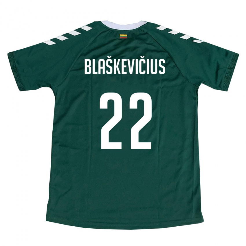 נשים ליטא Nedas Blaškevičius #22 ירוק כהה לבן הרחק ג'רזי 26-28 חולצה קצרה