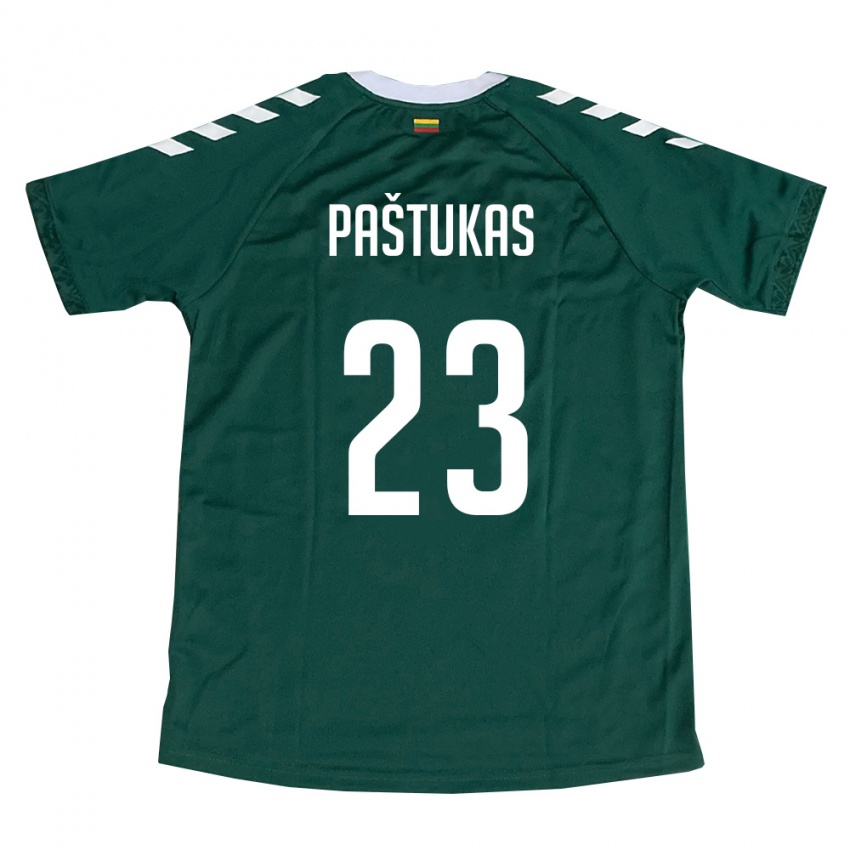 נשים ליטא Justas Paštukas #23 ירוק כהה לבן הרחק ג'רזי 26-28 חולצה קצרה