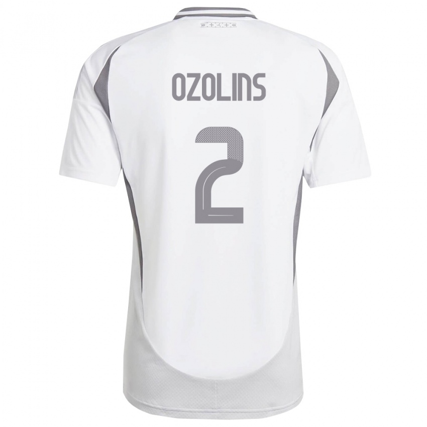 נשים לטביה Ernests Ozolins #2 לבן אפור כהה הרחק ג'רזי 26-28 חולצה קצרה