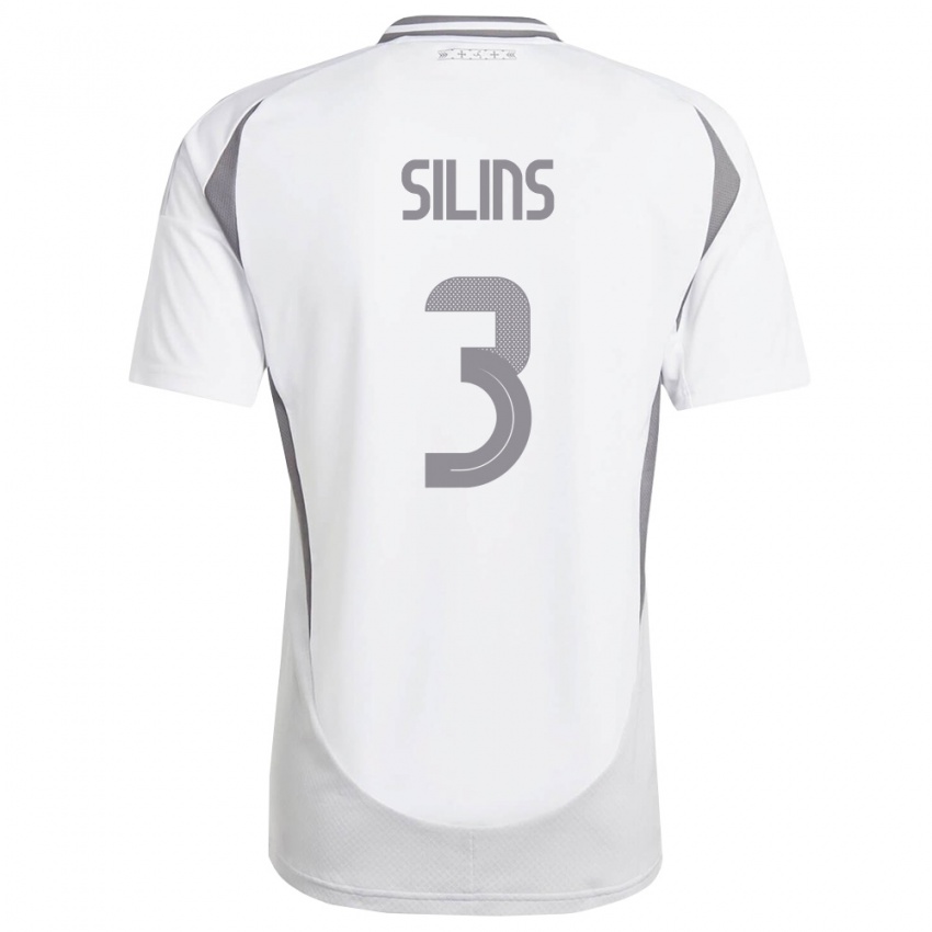 נשים לטביה Matiss Silins #3 לבן אפור כהה הרחק ג'רזי 26-28 חולצה קצרה