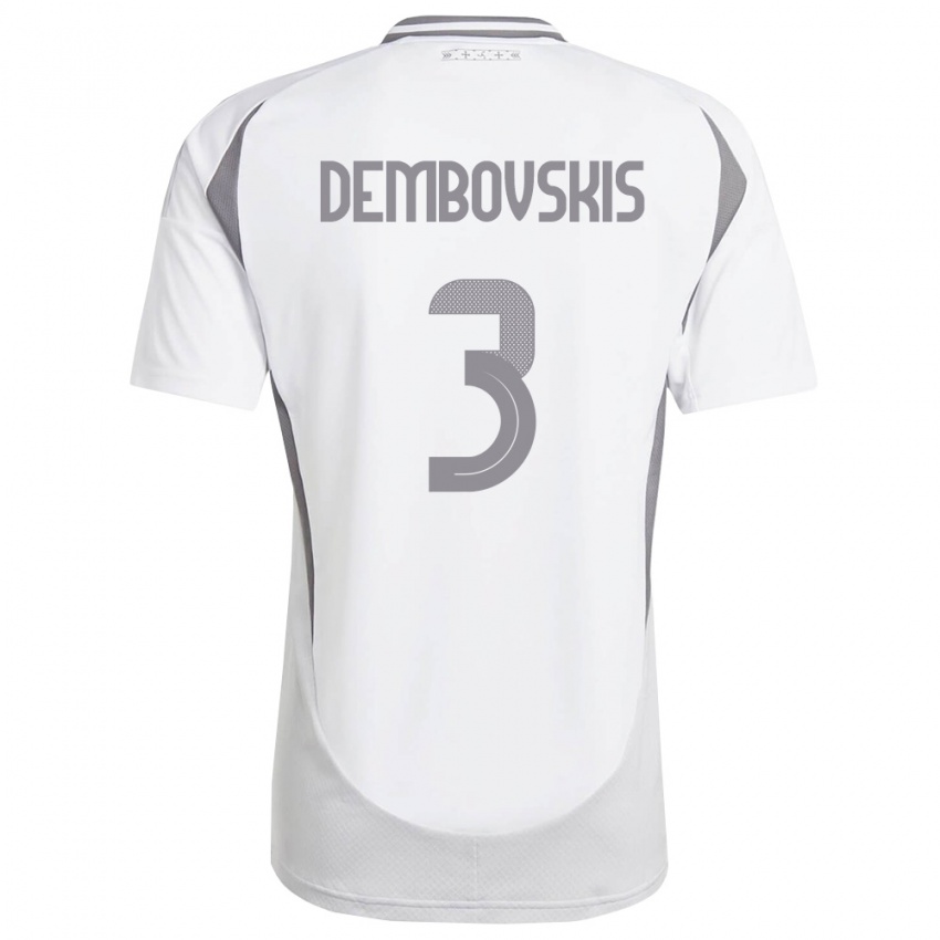 נשים לטביה Markuss Dembovskis #3 לבן אפור כהה הרחק ג'רזי 26-28 חולצה קצרה
