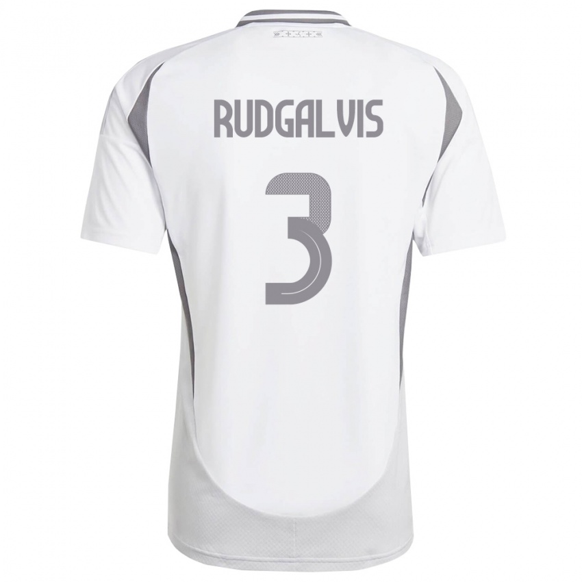 נשים לטביה Daniels Rudgalvis #3 לבן אפור כהה הרחק ג'רזי 26-28 חולצה קצרה