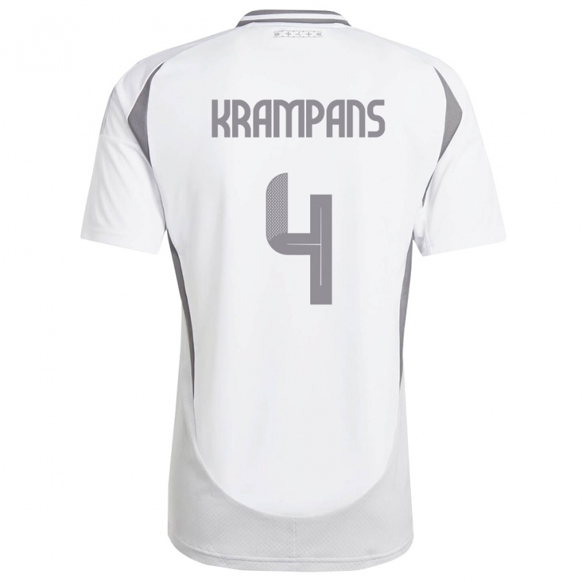 נשים לטביה Oskars Krampans #4 לבן אפור כהה הרחק ג'רזי 26-28 חולצה קצרה