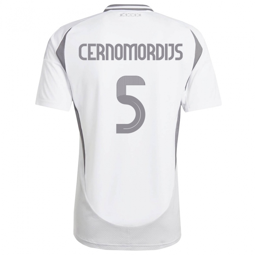 נשים לטביה Antonijs Cernomordijs #5 לבן אפור כהה הרחק ג'רזי 26-28 חולצה קצרה