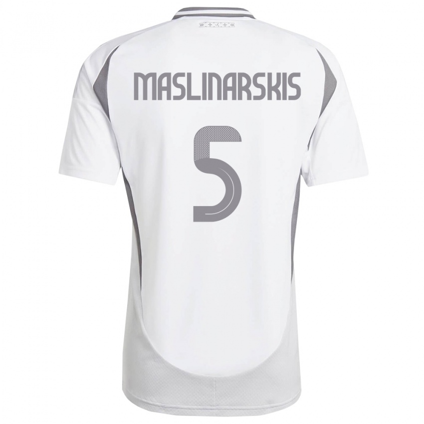 נשים לטביה Gustavs Maslinarskis #5 לבן אפור כהה הרחק ג'רזי 26-28 חולצה קצרה