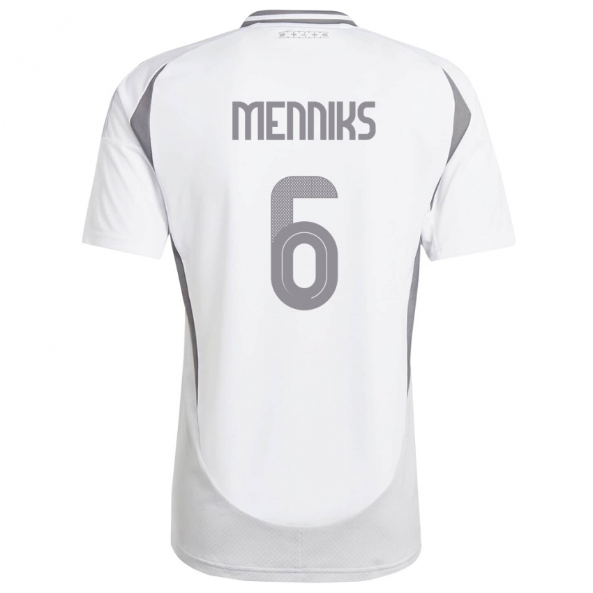 נשים לטביה Mikelis Menniks #6 לבן אפור כהה הרחק ג'רזי 26-28 חולצה קצרה