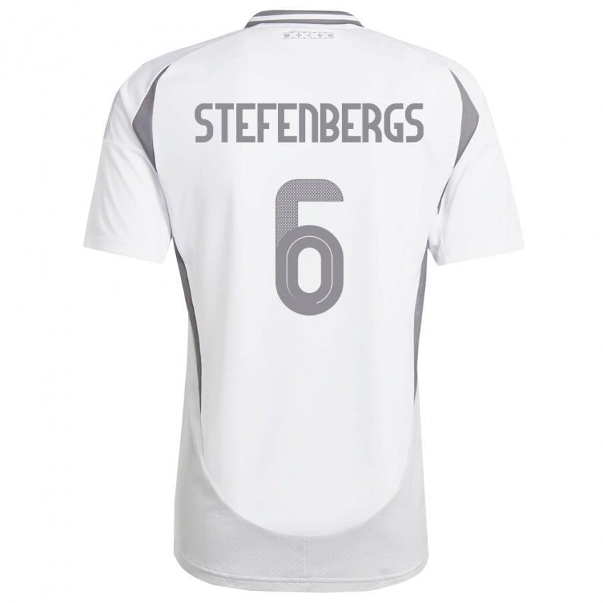 נשים לטביה Linarts Stefenbergs #6 לבן אפור כהה הרחק ג'רזי 26-28 חולצה קצרה