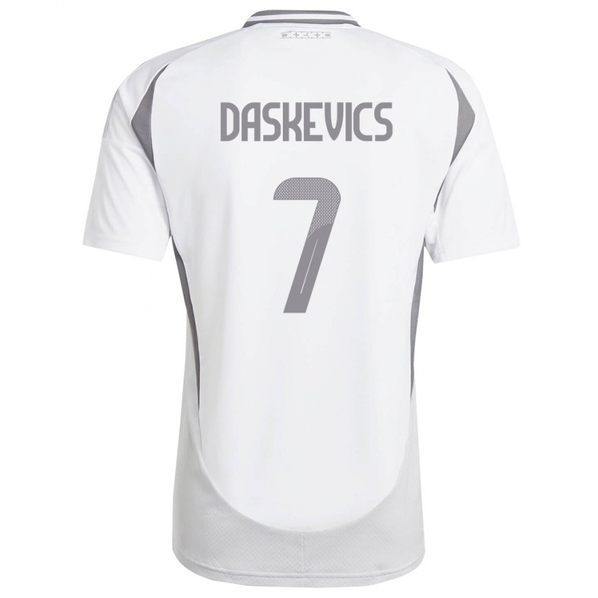 נשים לטביה Eduards Daskevics #7 לבן אפור כהה הרחק ג'רזי 26-28 חולצה קצרה