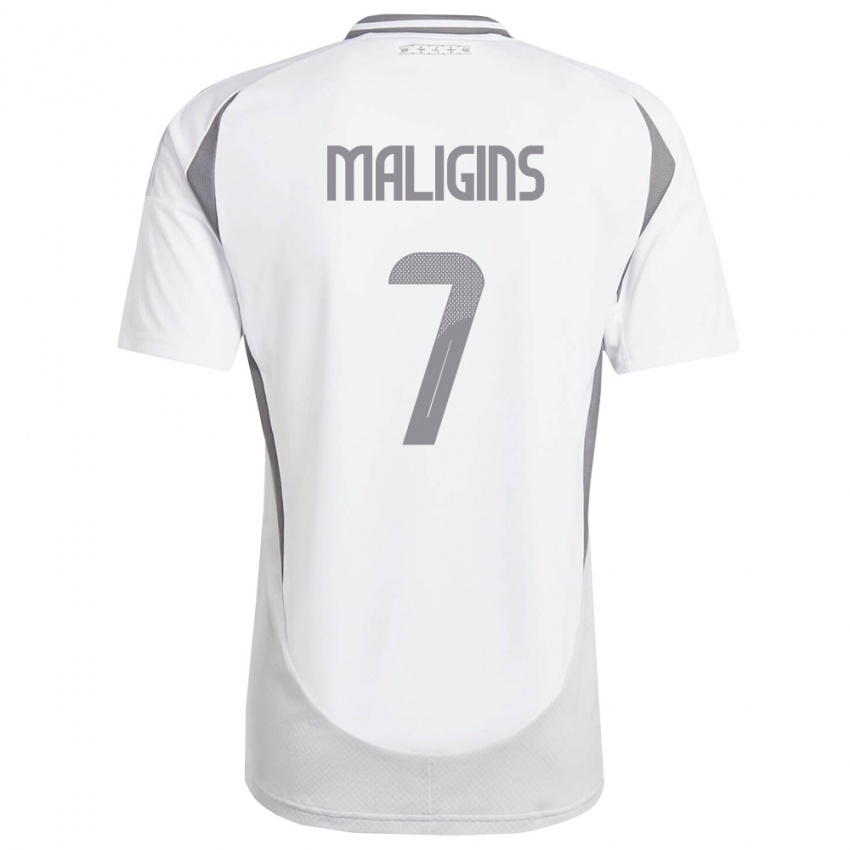 נשים לטביה Zahars Maligins #7 לבן אפור כהה הרחק ג'רזי 26-28 חולצה קצרה