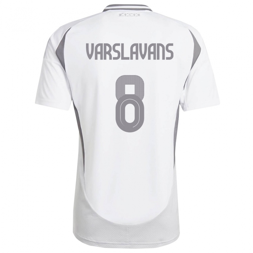 נשים לטביה Renars Varslavans #8 לבן אפור כהה הרחק ג'רזי 26-28 חולצה קצרה