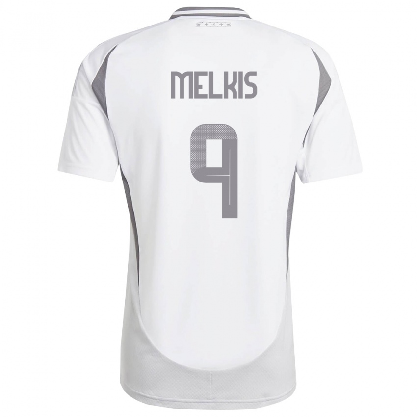 נשים לטביה Vilhelms Melkis #9 לבן אפור כהה הרחק ג'רזי 26-28 חולצה קצרה