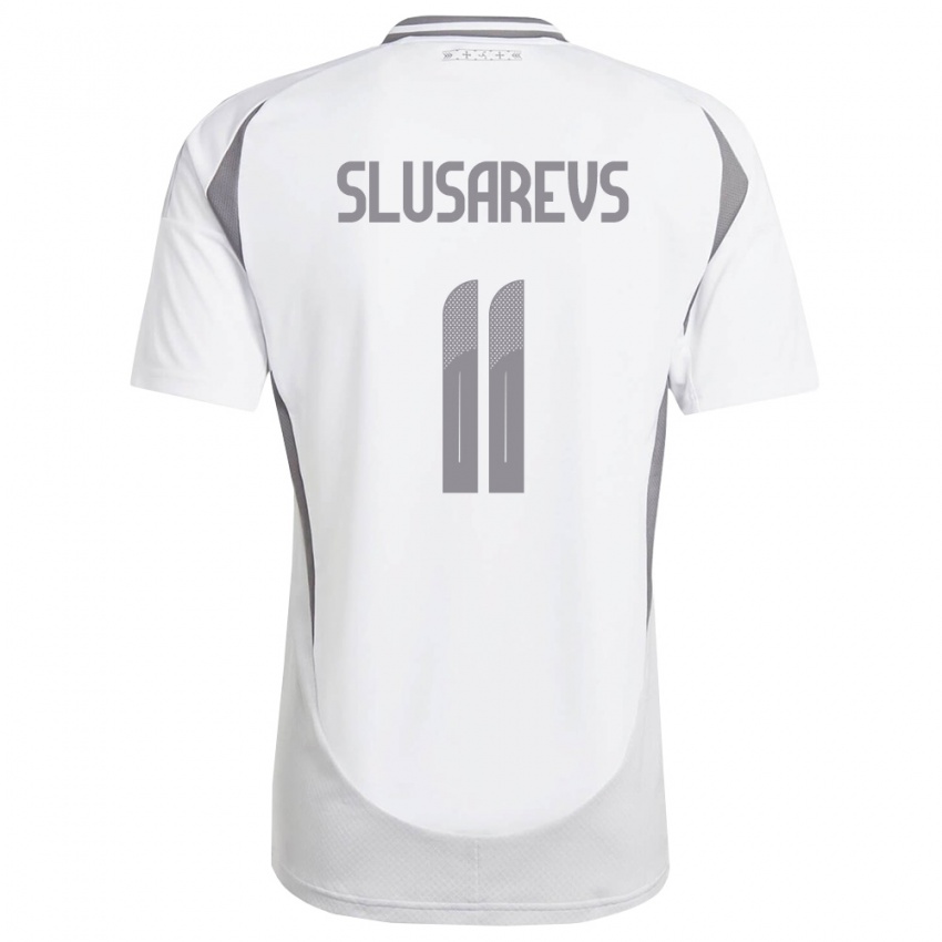 נשים לטביה Danila Slusarevs #11 לבן אפור כהה הרחק ג'רזי 26-28 חולצה קצרה