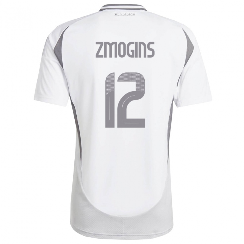 נשים לטביה Reinis Zmogins #12 לבן אפור כהה הרחק ג'רזי 26-28 חולצה קצרה