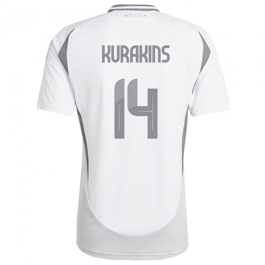 נשים לטביה Adrians Kurakins #14 לבן אפור כהה הרחק ג'רזי 26-28 חולצה קצרה