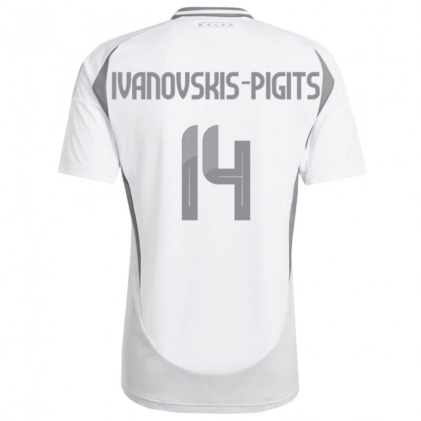 נשים לטביה Ernests Ivanovskis-Pigits #14 לבן אפור כהה הרחק ג'רזי 26-28 חולצה קצרה