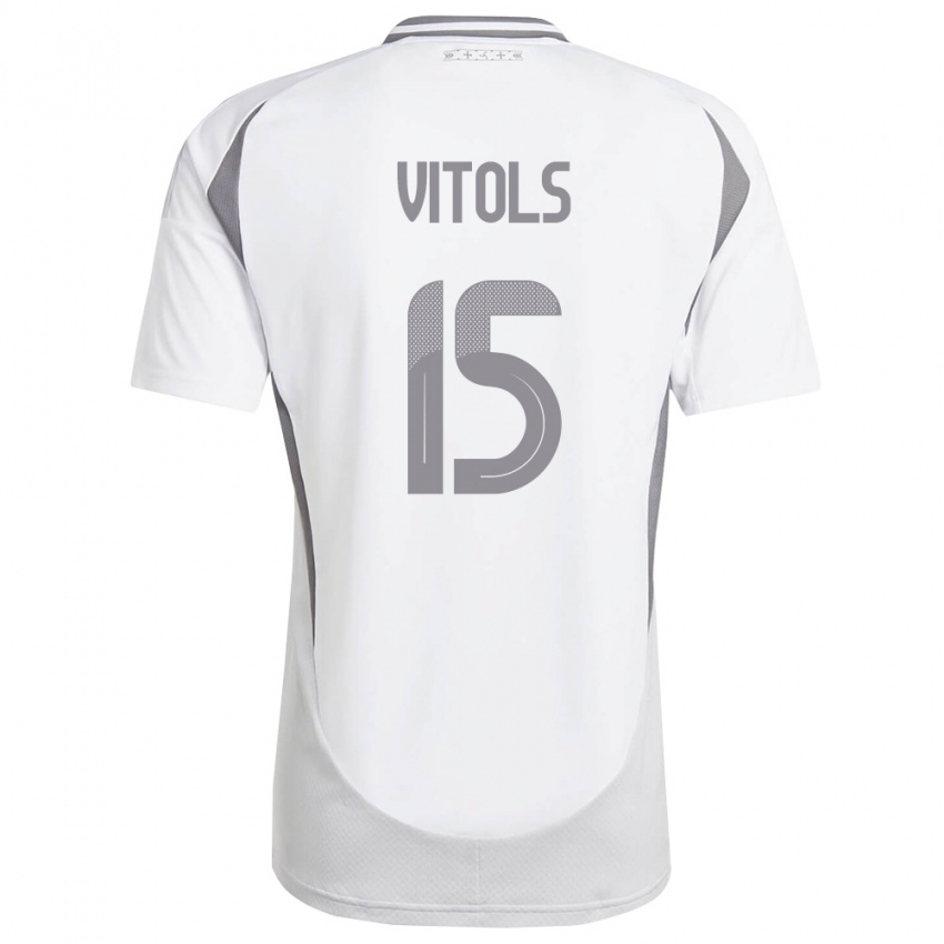 נשים לטביה Rauls Vitols #15 לבן אפור כהה הרחק ג'רזי 26-28 חולצה קצרה