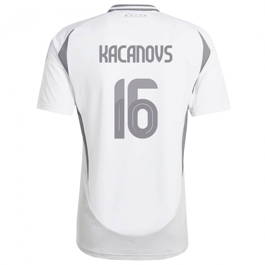 נשים לטביה Glebs Kacanovs #16 לבן אפור כהה הרחק ג'רזי 26-28 חולצה קצרה