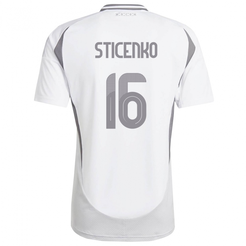 נשים לטביה Rafaels Sticenko #16 לבן אפור כהה הרחק ג'רזי 26-28 חולצה קצרה
