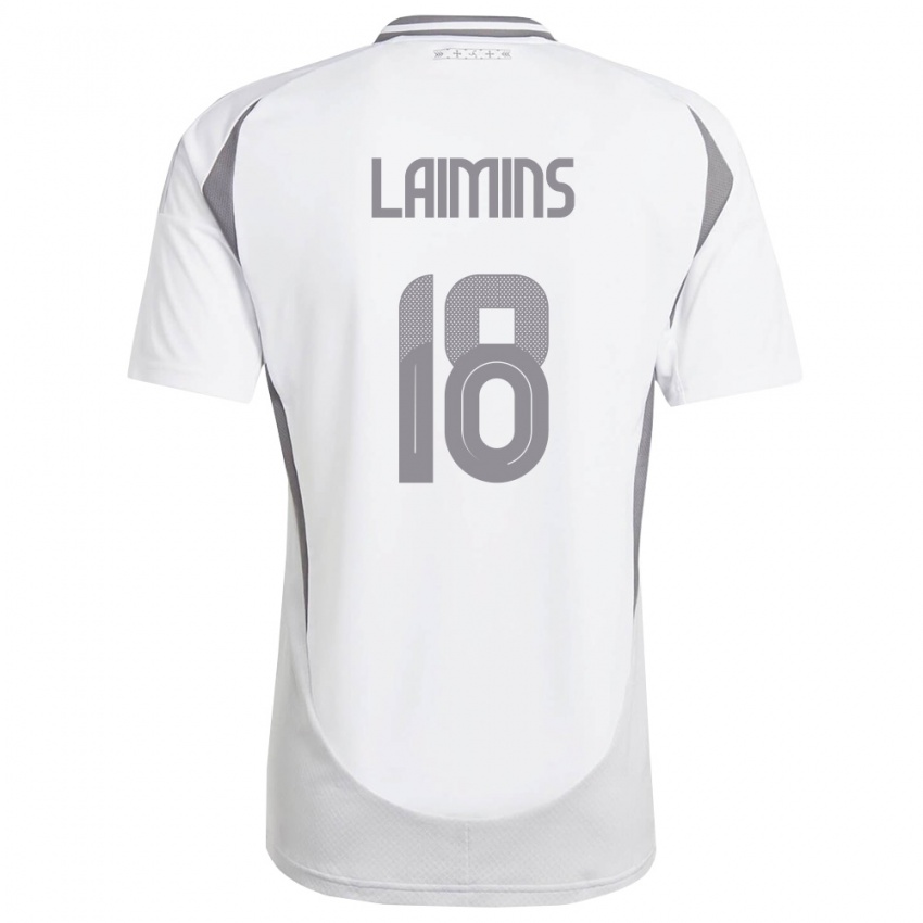 נשים לטביה Rodrigo Laimins #18 לבן אפור כהה הרחק ג'רזי 26-28 חולצה קצרה