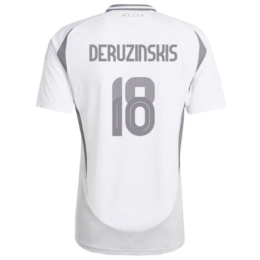 נשים לטביה Ruslans Deruzinskis #18 לבן אפור כהה הרחק ג'רזי 26-28 חולצה קצרה