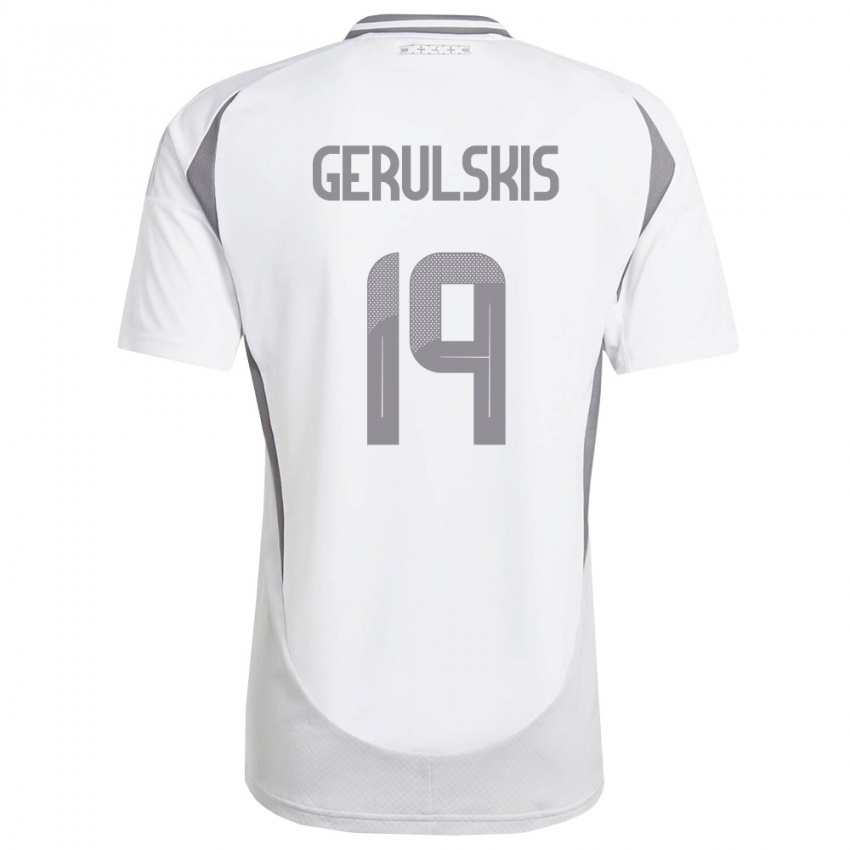 נשים לטביה Gustavs Gerulskis #19 לבן אפור כהה הרחק ג'רזי 26-28 חולצה קצרה