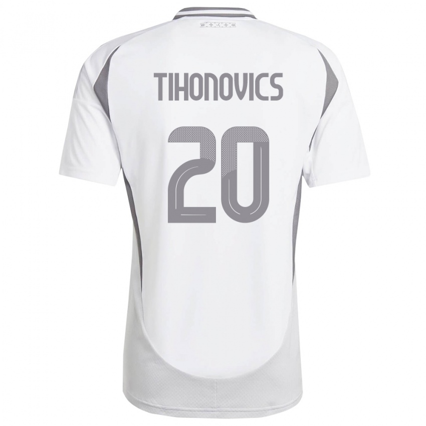 נשים לטביה Milans Tihonovics #20 לבן אפור כהה הרחק ג'רזי 26-28 חולצה קצרה